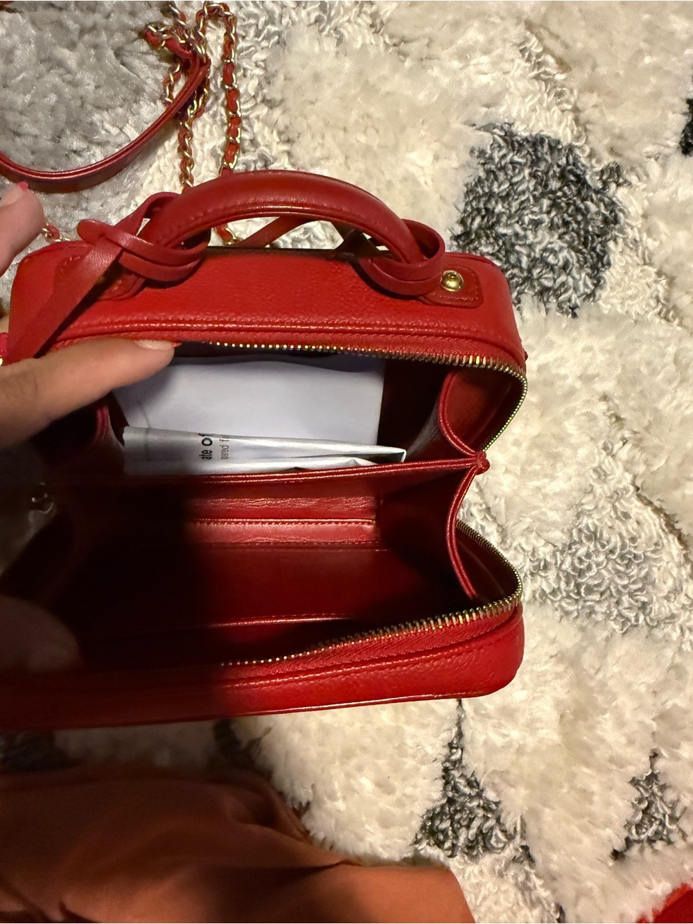 CHANEL Red Quilted Vanity Crossbody with Top Handle - Picture 4 of 14